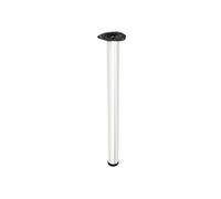 GTV Furniture Foot S6 - Diameter 60 mm, Height = 820 mm, White, Steel Table Leg Round with Height Adjustment 820 mm for Desk, Kitchen Furniture Console, Modern, Stable