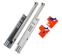 GTV - GCHX18-H Floor mounting Guide with Quiet Closing Mechanism - Rail for Lower mounting - Partial Extension - l-300 Modern Slide, Plate 18 - Silent Closure - up to 25 kg - 1 Set = 2 Pieces
