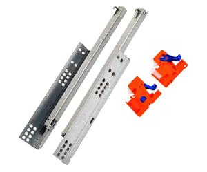GTV - GCHX18-H Floor mounting Guide with Quiet Closing Mechanism - Rail for Lower mounting - Partial Extension - l-450 Modern Slide, Plate 18 - Silent Closure - up to 25 kg - 1 Set = 2 Pieces