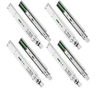 GTV H45 Drawer Runners, 45.3 x 550 mm, Strong Galvanised Steel, Soft-Close Rail System, Telescopic Rail Ball Guide, Maximum Load 30 kg, Set of 8