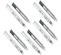 GTV H45 Drawer Runners, 45.3 x 600 mm, Strong Galvanised Steel, Soft-Close Rail System, Telescopic Rail Ball Guide, Maximum Load 30 kg, Set of 10