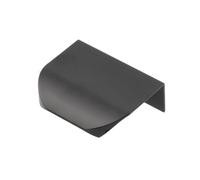 GTV Hexa Furniture Handle, Edge Profile Handle with Rounded Edges, Aluminium, Length 50 mm, Drilling Distance 32 mm, Handle Strip for Kitchen Cabinets Drawers, Matt Black