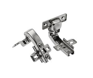 GTV KT 90 Parallel Hinge Model ZP-KT90H2-ZE, for Corner Cabinet, Anti-Collision Two Stroke Action, 3D Adjustment, Nickel-Plated Steel, with Slide-on Base and Cover