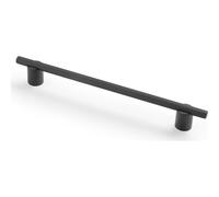 GTV Linea Furniture Handle - Aluminium Bar Handle 242 mm, Kitchen Cabinet Handle Matt Black, Wheelbase 192 mm, Knurled, Modern