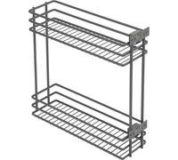 GTV Movix Cargo Basket with 2 Shelves for Base Cabinet, 200 mm, Side Mount, Load Capacity 15 kg, 4 Dividers Included, Steel, Anthracite