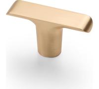 GTV Plain ZnAl Furniture Knob Minimalist Design 52x14x28mm Brushed Gold Kitchen Cabinet Drawer Bathroom Furniture Geometric Screws Included