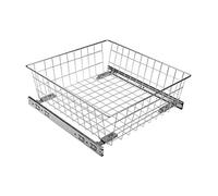 GTV Pull Out Wire Basket Drawer with Roller Runners - Wardrobe Storage Organiser (H100mm x W500mm, Silver)