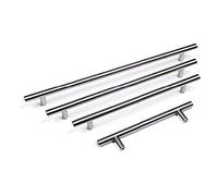 GTV Solid Metal Chrome Colour T Bar Kitchen Door Handles (224mm Hole centres)