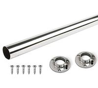 GTV 25mm Round Metal Wardrobe Rail + End Brackets in Various Sizes 995mm