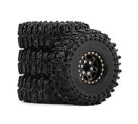 GTVNPOA Components For TRX4M For SCX24 For FCX24 For FMS AX24 1/24 1/18 4Pcs 1 Inch Heavy Brass Wheel Tire Set RC Crawler Upgrade Parts