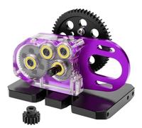GTVNPOA For LCG For AXIAL For SCX10 I II 1/10 Acrylic 2 Low Transmission Overdrive Gearbox With Skid Plate And 15T Motor Gear Kit Rc Vehicle Gearbox(Purple)