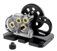 GTVNPOA For LCG For AXIAL For SCX10 I II 1/10 Acrylic 2 Low Transmission Overdrive Gearbox With Skid Plate And 15T Motor Gear Kit Rc Vehicle Gearbox(Black)