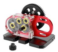 GTVNPOA For LCG For AXIAL For SCX10 I II 1/10 Acrylic 2 Low Transmission Overdrive Gearbox With Skid Plate And 15T Motor Gear Kit Rc Vehicle Gearbox(Red)