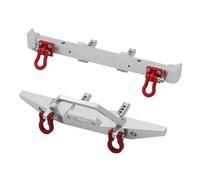 GTVNPOA Rc Accessories For MN128 For MN-128 Metal Aluminum Alloy Front Bumper And Rear With Trailer Buckle RC Car Upgrade Parts(Silver)