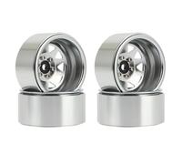 GTVNPOA RC Beadlock Wheels Rims For Axial For SCX10 90046 For Traxxas For TRX4 D90 1/10 4PCS Deep Dish 1.9 Metal Beadlock Wheel Hub Rim RC Car Crawler Parts(Silver)