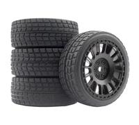 GTVNPOA RC Car Tires Rims Set Compatible With Rolly XV02 For TT01 1/10 RC Car Upgrade Replacement Parts Accessories 12mm Hex 68mm Tires Wheel Rim(Black)