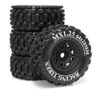 GTVNPOA Rc Replacement Parts For Arrma For Mojave For Grom 4X4 1/16 For Mini 4pcs Plastic Wheels Rims With Rubber Tires RC Car For Desert Truck Upgrade Parts(Black)