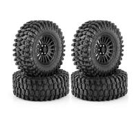 GTVNPOA Rc Tires Rims Compatible With Axial For SCX10 For Wraith RR10 4pcs 135mm 2.6" Metal Beadlock Wheel Rim Rubber Tire Set For 1/8 1/10 RC Crawler Car(Black,A)