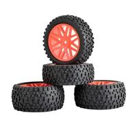GTVNPOA Rc Tires Rims Compatible With HSP For HP 4pcs/Lot Rubber RC 1/10 Buggy Wheels Tires 12mm Hex RC Accessory Rubber Tire Replacement Parts(Red)
