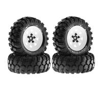 GTVNPOA Rc Tires Rims Compatible With Traxxas For TRX4 For D90 For D110 For Axial 1/10 RC Crawler Car 4pcs 93mm Metal 1.9" Beadlock Wheel Rim Rubber Tire Set(White)