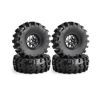 GTVNPOA Rc Tires Rims For Axial For SCX10 Pro For Wraith For Capra RR10 RBX10 For Traxxas For TRX4 1/10 2.2" Metal Beadlock Wheel Tire Set 4pcs OD 150mm RC Car(Black)