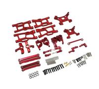 GTVNPOA RC Upgrade Parts For WLtoys 124008 124010 RC 1/12 Metal Upgrade Remote Control Car Parts Swing Arm Steering Cup Rear Wheel Seat Steering Assembly Set RC Car Accessories(Red)