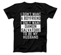 GTWFK Past Damon Salvatore is My Boyfriend T Shirt Funny Vintage Gift for Men Black