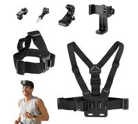 Gtwinsone Hands-Free Chest Mount Harness for Phone & Action Camera Adjustable Head Strap Holder Universal Phone Clip Holder Compatible with GoPro Hero Xiaoyi DJI Action Cameras