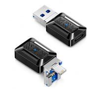 Gtwoilt 2-in-1 USB A & Lightning Male to USB C Female Adapter, 35W Fast Charging Type C Converter, 480Mbps Data Sync, E-Mark Cable Compatible for iPhone PC