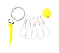 GTYLF Freshwater Fish Keeper Line, Stainless Steel Stringer Gear, 5 Clips, Links, Coiled Carry Attachment, Shore Use Shore Fishing Stringer Freshwater Fish Line Five Clip Cable Holder Angler Gear