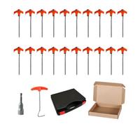 GTYLF Tent Peg Set for Campsite Setup, Metal Ground Stakes with Carry Case, Pull Handle, and Drive Tip Campsite Peg Set Shelter Stake Tools Screw Tent Pegs Tarp Hold Gear Case Drive Tip Pull