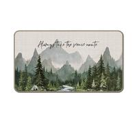 GTYNU Camping Adventure Nature Mountain Door Mat 17 x 30,Always Take The Scenic Route Forest Decor for Indoor Outside Entrance,Gifts for Camping Camper Lover,Camper RV Rugs for Inside