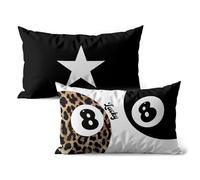 GTYNU Trendy Funky Cheetah Y2K 8 Ball Pillow Covers 12x20 Set of 2,Black and White Star Decorative Pillowcases,Cheetah Throw Pillow Covers for Couch Sofa Bed Home Room Decor