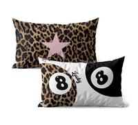 GTYNU Trendy Funky Cheetah Y2K 8 Ball Pillow Covers 12x20 Set of 2,Fuunky Leopard Print Pink Star Decorative Pillowcases,Cheetah Throw Pillow Covers for Couch Sofa Bed Home Room Decor