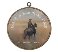 GTYNU Vintage Western Cowboy Round Wall Art Decor, Country Southwest Canvas Prints Framed, Rustic Farmhouse Wild West Cowboy Circle Wall Hanging Decorations for Home Bedroom Living Room, 10x10 Inch