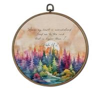 GTYNU Watercolor Forest Christian Round Wall Art Decor, Inspirational Bible Verse Canvas Prints Framed, Psalm 61:2 Scripture Circle Wall Hanging Decorations for Home Bedroom Living Room, 10x10 Inch