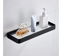 GTYUNZP Bathroom Wall Mounted Shelves Storage Organizer Floating Shelves Glass Rectangular 1 Tier Kitchen Clear Floating Wall Shelf (Color : Black, Size : L:50cm/19.68inch)
