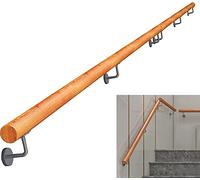 GTYUNZP Round Wooden Handrail 30cm-300cm Complete Kit,Indoor Loft Corridor Non-Slip Stair Railings Support Rod,Home Against The Wall Stair Banister Elderly Safety Handrail (Size : 300cm)