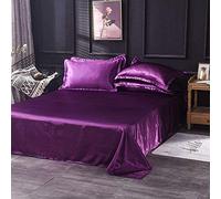 GTYUNZP Silky Cool Comfortable Fade Resistant Bed Flat Sheet,Solid Color Ice Silk Satin Fabric Bedding Queen King Size Bed Sheet,Soft Breathable Bed Linen (Color : Purple, Size : 180x230cm)