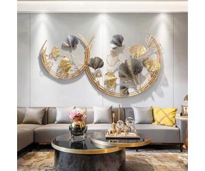 GTYUNZP Wall Metal Decor Art Round Shape Apricot Leaf Wall Sculptures for Home Outdoor Indoor Decoration Ornaments Bathroom Living Room Bedroom Or Porch Patio Garden Fence,110x67cm/43.3x26.3in