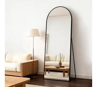 GTYZZH Full Length Mirror, 161x52cm Arched Free Standing Full Body Mirror with Tempered Glass, Leaning or Hanging Large Mirrors for Bedroom, Living Room, Cloakroom, Black