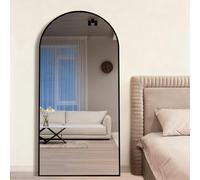 GTYZZH Full Length Mirror, 181x76cm Arched Free Standing Full Body Mirror with Tempered Glass, Leaning or Hanging Large Mirrors for Bedroom, Living Room, Cloakroom, Black