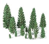 Gtziqa 16 Pcs Model Pine Trees, 1.4-6.3 Inch Mixed Miniature Trees Diorama Supplies Fake Tree Landscape Tree for DIY Crafts, Building Model Scenery Landscape (Natural Green)