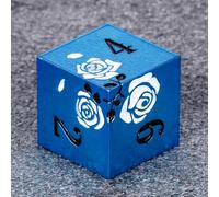 GU BEI TE DND Dice,Rose Flower Metal DND Dice Set,7PCS Heavy Metal for Dungeons and Dragon RPG Tabletop Game,Polyhedral Dice with Gorgeous Gift Case for DND Lovers Women Man(Blue with White Rose)
