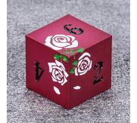 GU BEI TE DND Dice,Rose Flower Metal DND Dice Set,7PCS Heavy Metal for Dungeons and Dragon RPG Tabletop Game,Polyhedral Dice with Gorgeous Gift Case for DND Lovers Women Man(Red with White Rose)