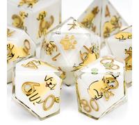 GU BEI TE DND Dice Set 7-Pcs, Sharp Edge Cute Dog Style Resin Dice Polyhedral Resin Sharp Edge Dice for Roleplaying Games Dungeons and Dragons RPG MTG Table Games（Labrador）