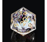 GU EI TE 7Pcs DND Dice Set,Cat Liquid Core Resin Quicksand for DND RPG MTG