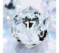 GU EI TE DND Dice Set 7Pcs,Cat Liquid Core Resin Quicksand for DND RPG MTG | Handmade Polyhedral Sharp Edge Resin Dice With Cute Cat Liquid Core Quicksand Design,Ideal For D&D,RPG,MTG Tabletop Games
