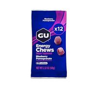 GU Energy Chews, Blueberry Pomegranate 12 x 60g - 90 Calorie Energy Gummies with Carbohydrates, BCAAs and Electrolytes - Pre-Workout Fuel for Running, Cycling, Triathlon and Endurance Sports