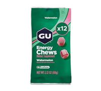 GU Energy Chews, Watermelon 12 x 60g - 90 Calorie Energy Gummies with Carbohydrates, BCAAs and Electrolytes - Pre-Workout Fuel for Running, Cycling, Triathlon and Endurance Sports
